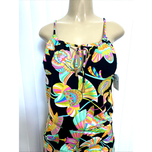 NWT Trina Turk TAHITIAN Jumpsuit Romper Swim Cover Up Floral Sleeveless S - Picture 4 of 11